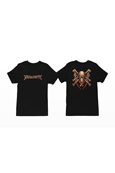 iLovePrints Megadeth Vic Rattlehead Skulls and Bones T-Shirt