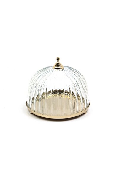 LAMEDORE Yuvarlak Dome Gold Kek Standı 28,5x28,5x22,5 cm – Cam Kapaklı Lüks P...