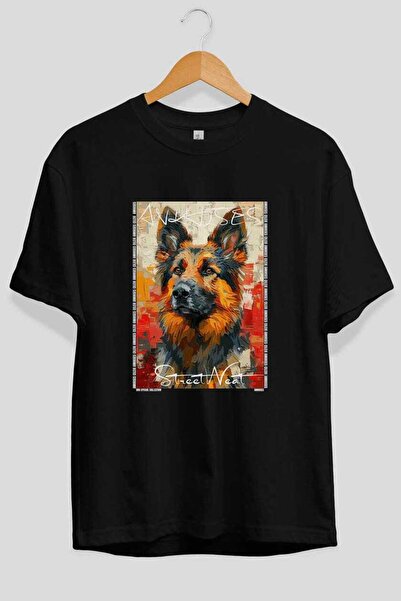 Ankhises Za ljubav prema psima 18 pre-dog printana crna oversize majica 100% ...