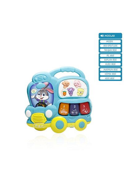 Zuu Baby Işıklı ve Müzikli Kutulu Otobüs Bebek Piyanosu Mavi