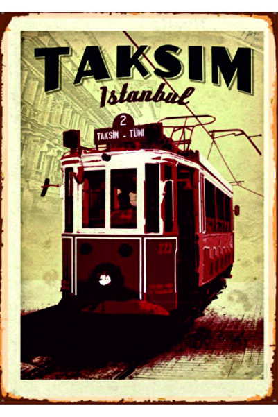 Lucena Taksim Nostalgic Tramvay Tablou din lemn MDF Decor de perete Pictură a...