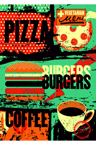Lucena Pizza Burger Cafea Tablou decorativ din lemn MDF cu tematică cafea, de...