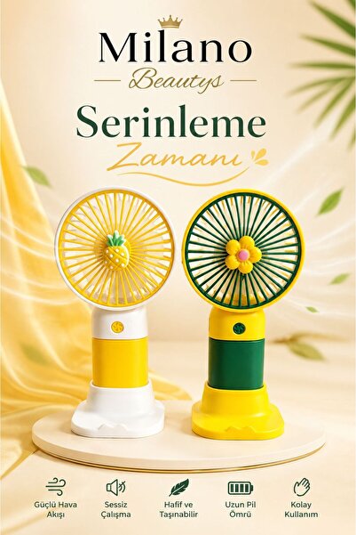 MİLANO BEAUTYS Meyve Tasarımlı Mini El Masa Fanı 3 Kademeli Sessiz Taşınabili...