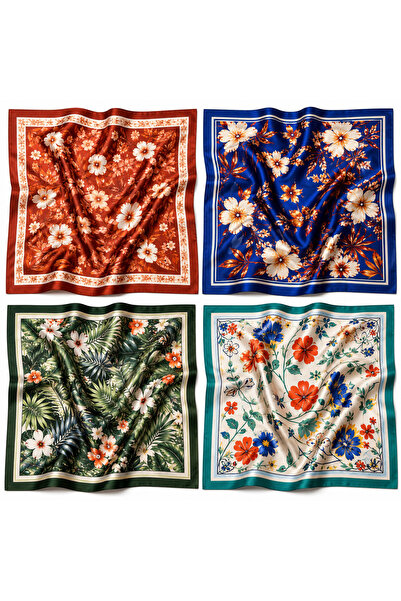 Mavi Masal Pachet de 4 eșarfe de damă cu imprimeu floral |   COLECȚIE DE EȘAR...