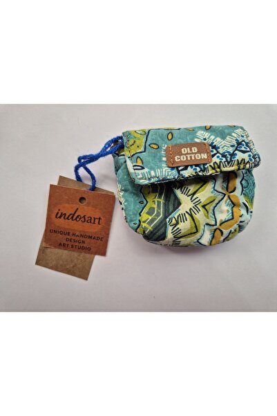İndos Art Old Cotton Canvas Mini Cüzdan – Fermuarlı Bozuk Para Kesesi