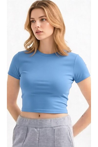 Mercan Kids Women's Crew Neck Short Sleeve Crop Body