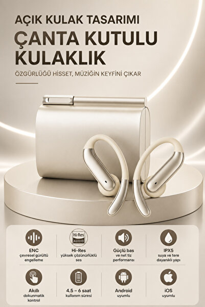Ayers Premium Açık Kulak Clip-On Çanta Kulaklık, Hi-Res Ses, ENC Gürültü Enge...