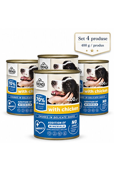 FRENDİ Dog cu Pui, hrana umeda pentru caini, Set 4 conserve, 4 x 400 g