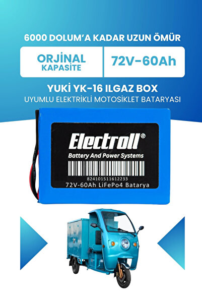 ELECTROLL Yuki Yk-16 Ilgaz Box Uyumlu Batarya (Standart Kapasite) LiFePO4 72V 60Ah Elektrikli Motosiklet Bataryası