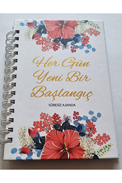 Modellino Spiralli Sert Kapak Süresiz Ajanda Sonsuz Haftalık Programlı Ajanda...