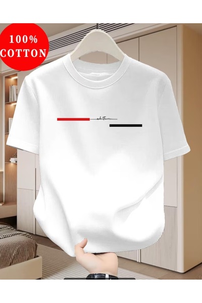 ORVIO Group Men's 100% Cotton T-Shirt - Minimal Printed Crew Neck Casual T-Shirt