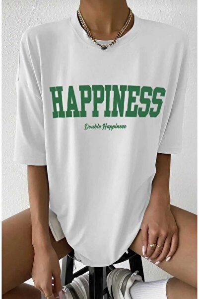JENOLAN Happiness Printed Oversize Casual Boyfriend T- Unisex