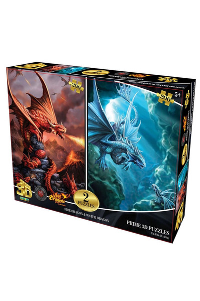 TOYFEST Prime 3D Fire Dragon and Water Dragon Double Puzzle 200 Pieces