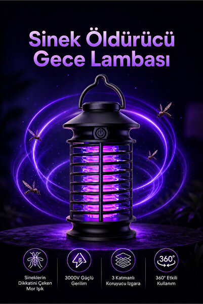 SEYUTECH Sinek Öldürücü Şarjlı Gece Lambası 360 Derece Etkili Mor Işıklı Masa...