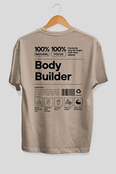 Ankhises Μπλουζάκι Body Builder Oversize με στάμπα στην πλάτη, μπεζ χρώμα, 10...