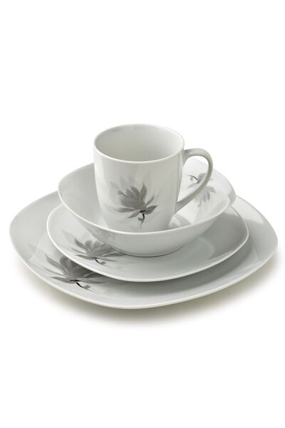 MONDEX Set de veselă Prima AFFEKDESIGN Magnolia 17/19.5/25.5 cm Alb 16 piese