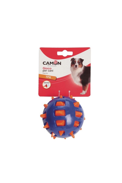Camon Two-Color Durable Tpr Dog Ball Toy with Spikes and Squeaker 10 cm