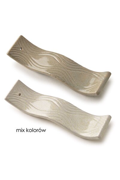 MONDEX Suport ceramic pentru tămâie, model val, 20x5x3 cm, amestec bej deschi...