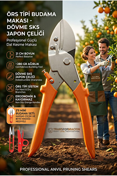 Transformacion Profesyonel Örs Tipi Budama Makası - Dövme SK5 Japon Çeliği Gü...