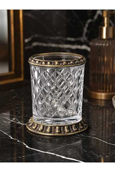 Kozak Serra Premium Glass + Metal Bathroom Accessory Set of 3 - Crystal Soap Dish, Solid Soap Dispenser and Toothbrush Holder Set