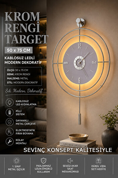 SEVİNÇ KONSEPT LED'li GÜMÜŞ Hedef Kristal Nano ABS (BÜYÜK BOY 50 X 75 Cm), Mo...