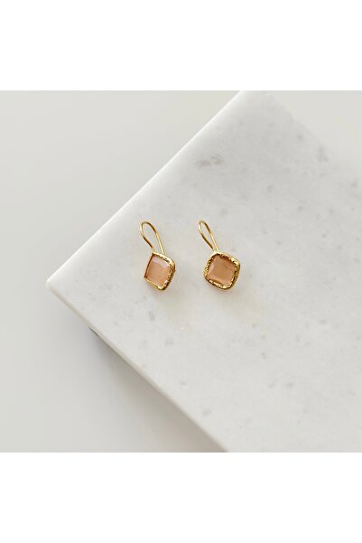 Vesce Atelier Chalcedony Cornered Natural Stone Earrings Beige
