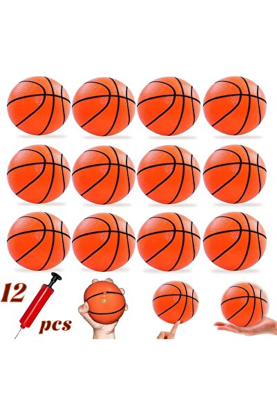 Arabest 12-Pack Mini Basketballs,10 cm,Rubber,with Pump,Inflatable Ball,for K...