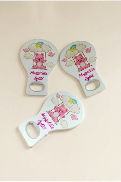 Bebek Süsü Pembe Ayıcık Balon Kız Bebek Açacak Magnet