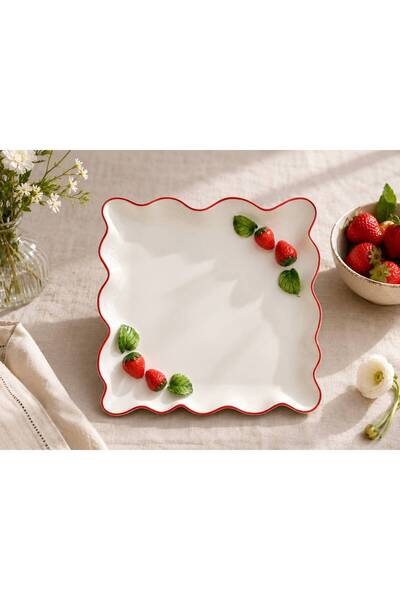 AROW Çilek Servis Sunum Kare 28 Cm