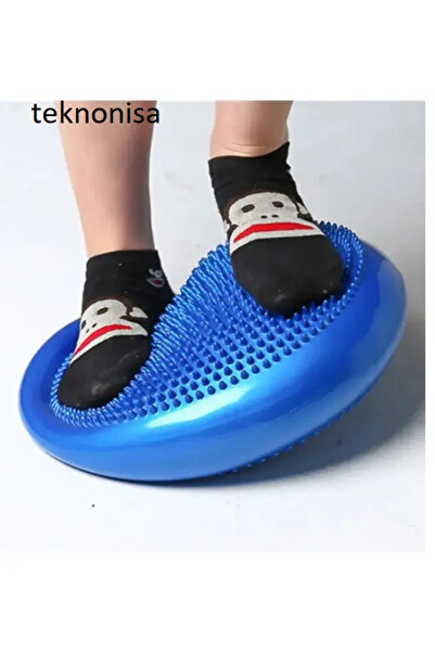 teknonisa Dikenli Havalı Denge Minderi Mavi, renkli Tırtıklı Denge Pedi 35 cm...