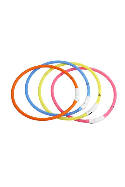 Pawise Zgardă LED pentru animale de companie 65 cm, Reîncărcabilă USB, Roz/Al...