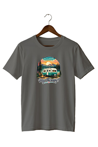 WİDİ Nature Mountain Caravan and Sunset My Therapy Printed T-Shirt 100% Cotton