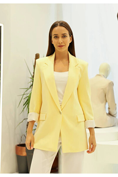 Myra Astarı Garnili Sarı Blazer Ceket