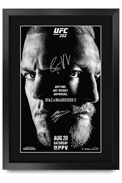 HWC Trading A3 FR UFC 202 Programme Poster Conor McGregor Nate Diaz Signed Gi...