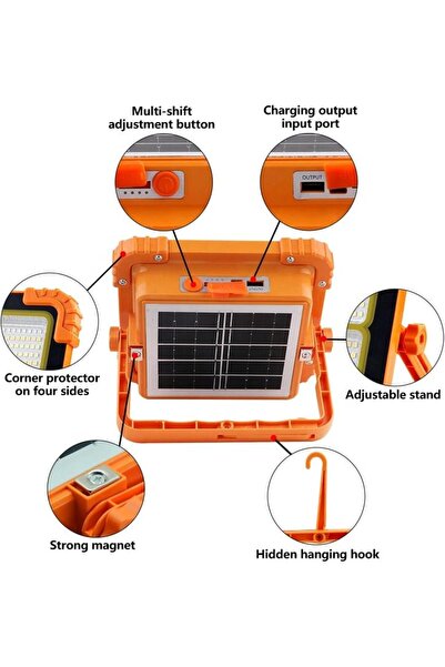 ARABIQO LED Solar Flood Light 6500K Cool White, 120° Wide Beam Angle, Outdoor Solar Security Light