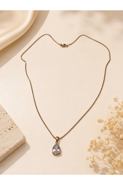 Archhazel Jewelery Drop Stone Steel Necklace