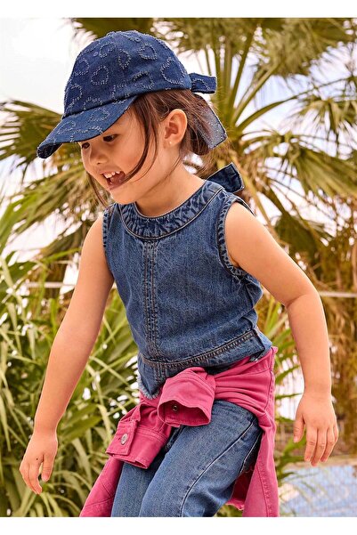 MAYORAL Girl's Denim Sleeveless Blouse Dark Blue 3030