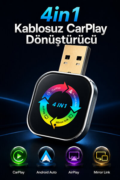 SEYUTECH 4'ü 1 Arada Kablosuz Araç Ekran Yansıtıcı IOS & Android Uyumlu Carpl...