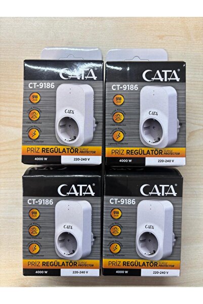 Cata CT-9186 4 Adet Akım Korumalı Tekli Kablosuz Priz 4000 W Yıldırım Korumas...