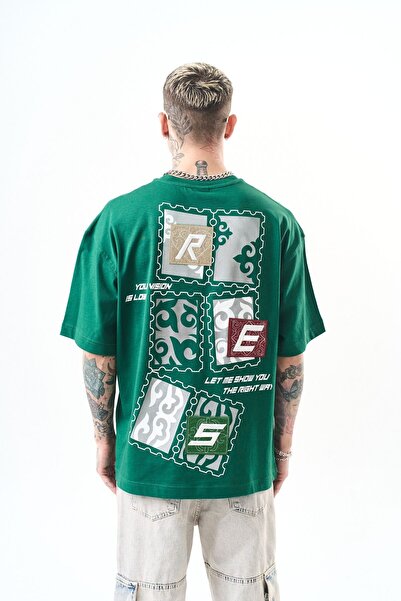 Respire Tricou supradimensionat Low Vision, verde închis