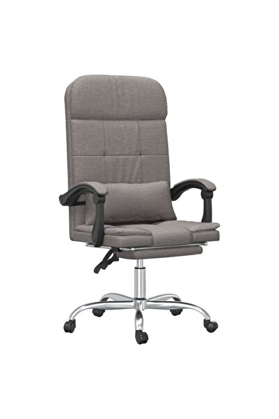 vidaxl Fotoliu de birou rabatabil cu masaj, gri taupe, textil