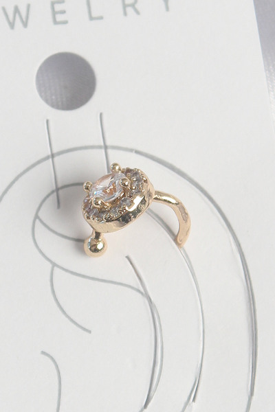 OGHAMAY Brass Gold Color Zircon Stone Women's Cartilage Earrings