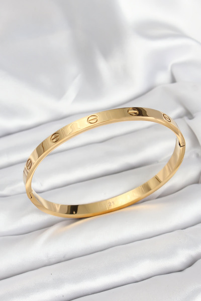 OGHAMAY 316L Steel Gold Color 65 mm Women's Handcuff Bracelet