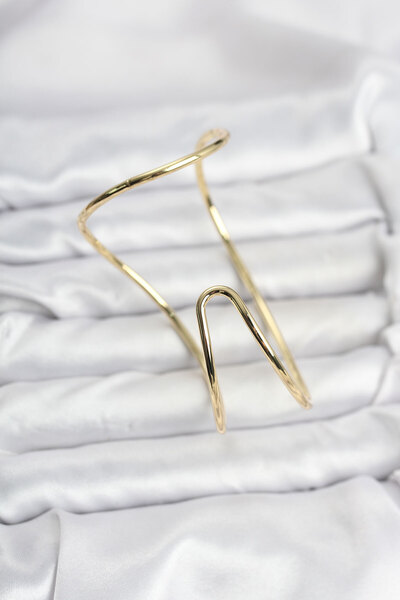 OGHAMAY Gold Color Brass Hand Bracelet