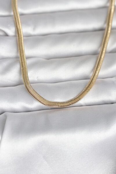 OGHAMAY CM 14K Gold Renk Yassı Yılan Zincir Model 45 cm Kadın Kolye