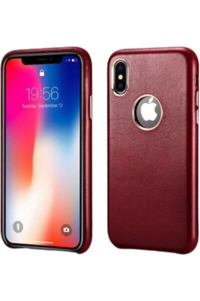 ICARER Ρετρό Δερμάτινη Κόκκινη Πίσω Θήκη (iPhone X / Xs) Κωδικός: RIX13B