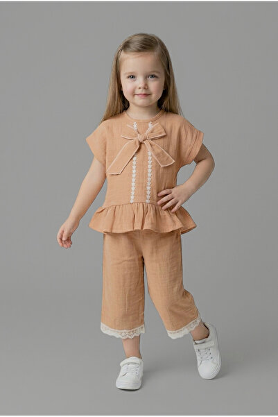Beray Bebe Girl's Ruffled Muslin Set |   Bow-Tie Blouse Capri Pants |   Lace ...