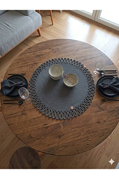 ENA Covoraș decorativ din frânghie de iută - Covoraș rotund modern - Față de ...