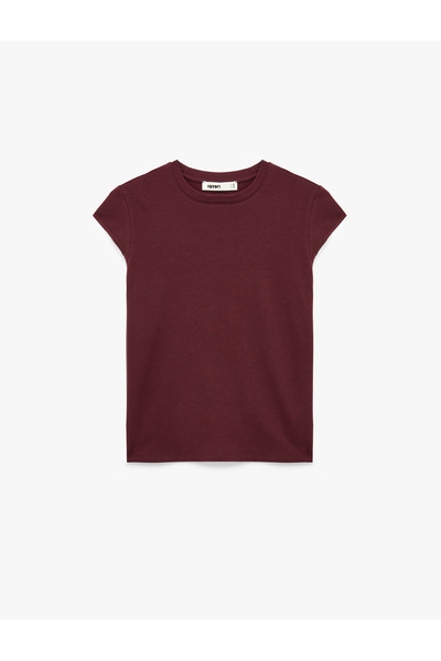 Koton Cotton Regular Fit Cap Sleeve Crew Neck Basic T-Shirt