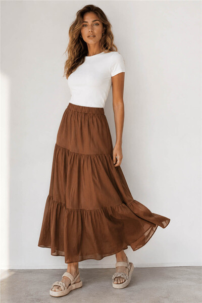 Fashion Friends Long Brown Women's Skirt 26Y0087K1